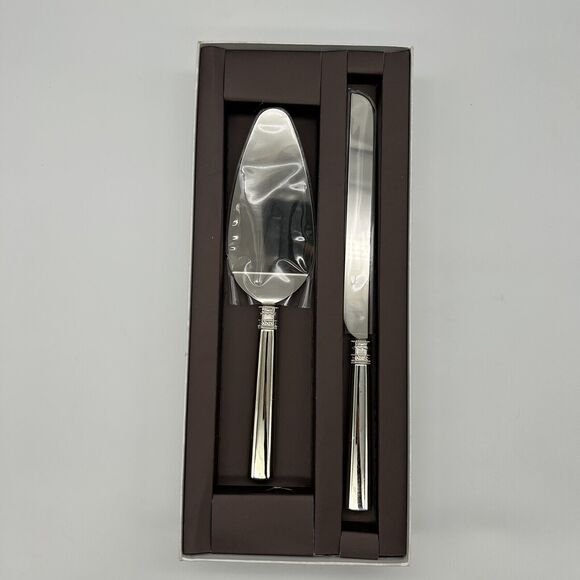 Auth Wedgwood Silver Plated Cake Knife & Server Set Vera Wang WITH LOVE Wedding‎ - Picture 9 of 16